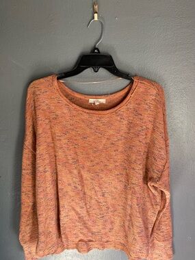 Chelsea & Violet Marled Rust-Orange Crewneck Pullover